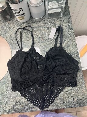 Aerie Black Lace Longline Bralette